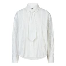 HAUTE L`AMITIÉ SKJORTE, INEZ FRILL TIE SHIRT, OFF-WHITE